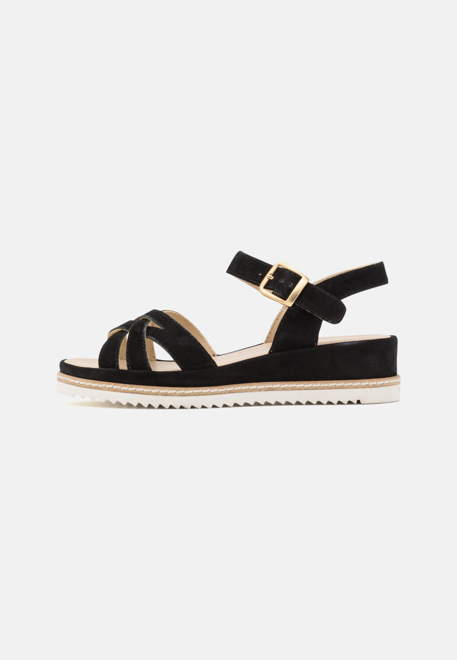Leather - Sandalen Met Sleehak - Black