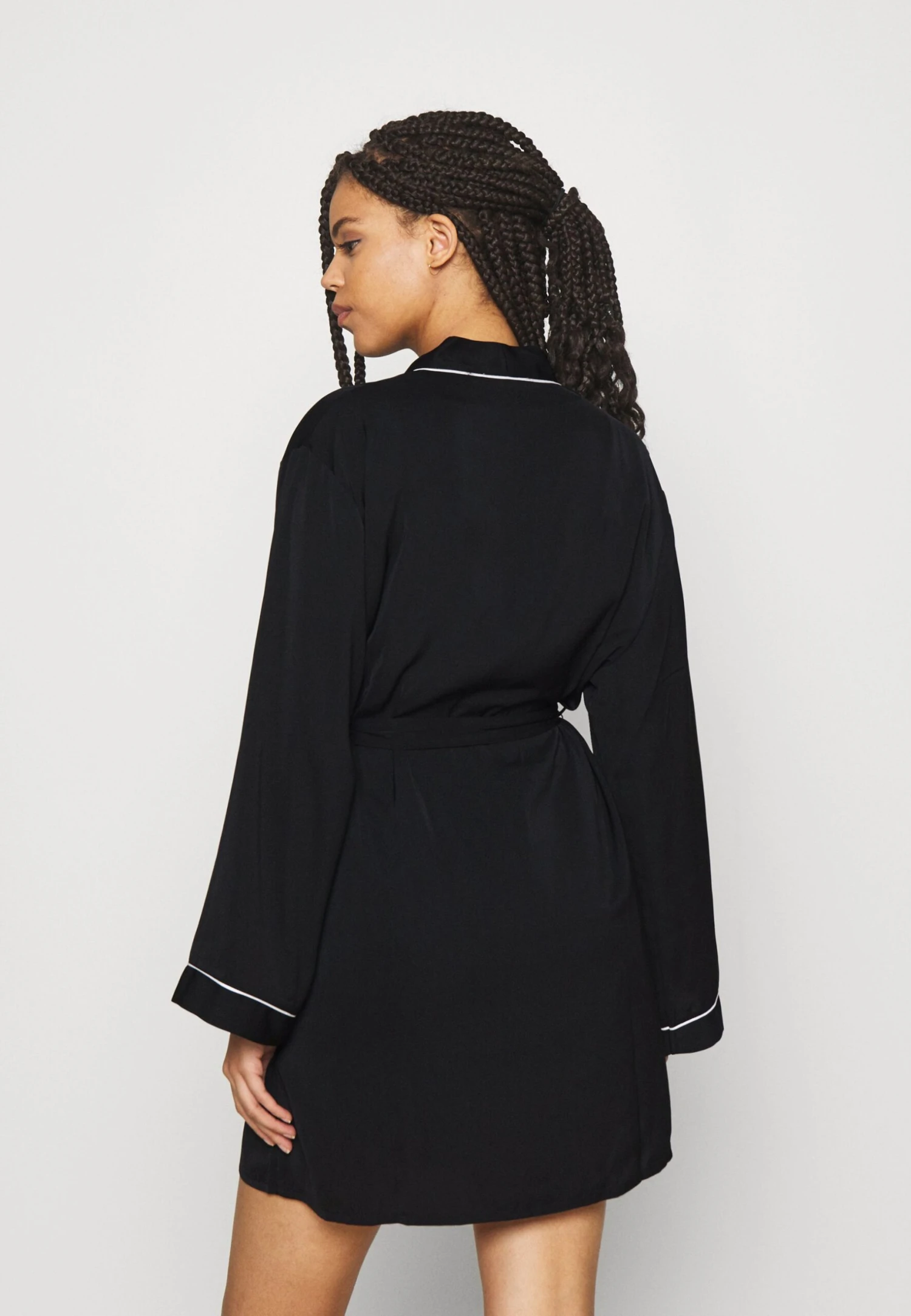 Amanda Satin Dressing Gown - Badjas - Black