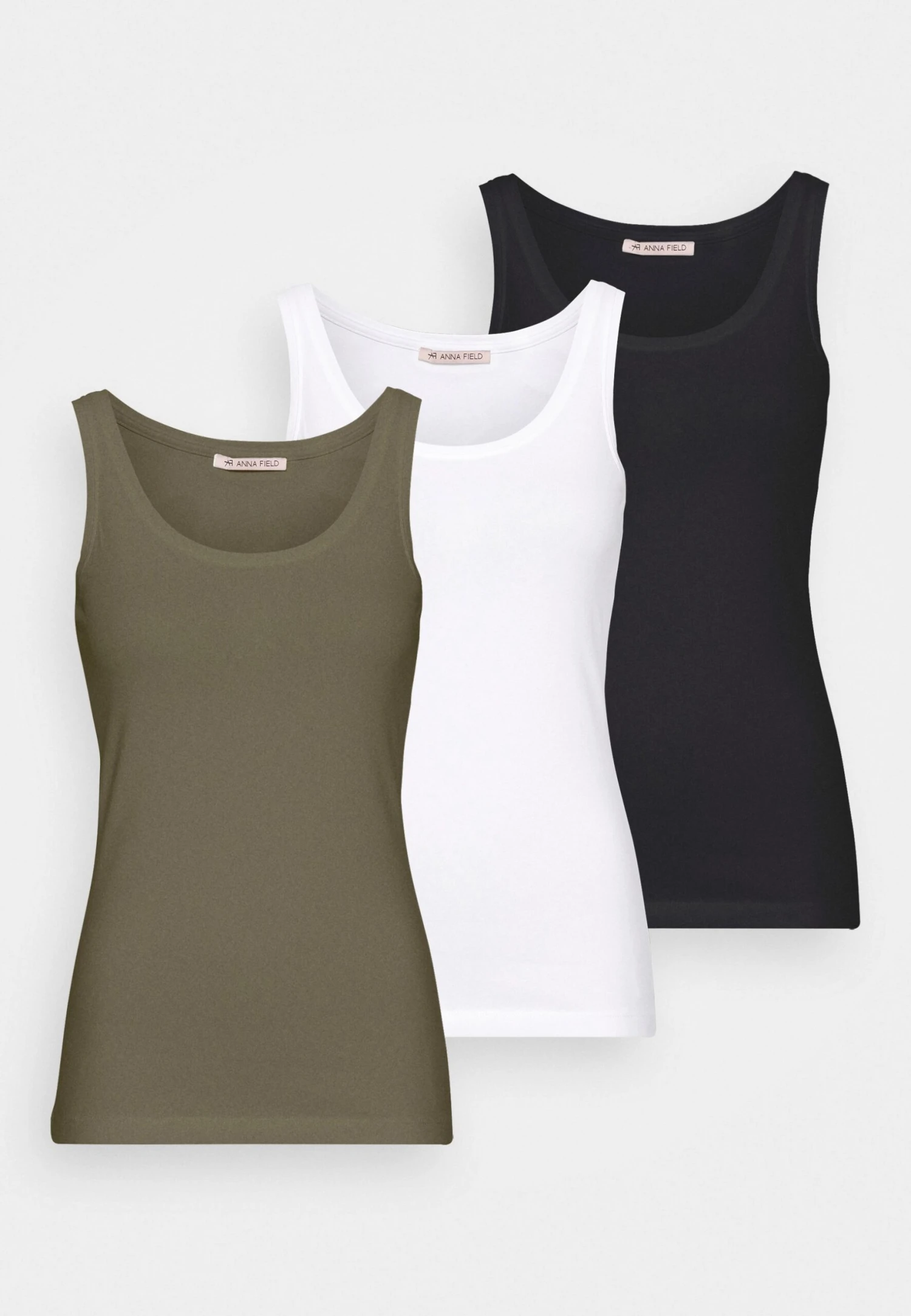 Basic Tank 3Er Pack - Top - Black/White /Khaki