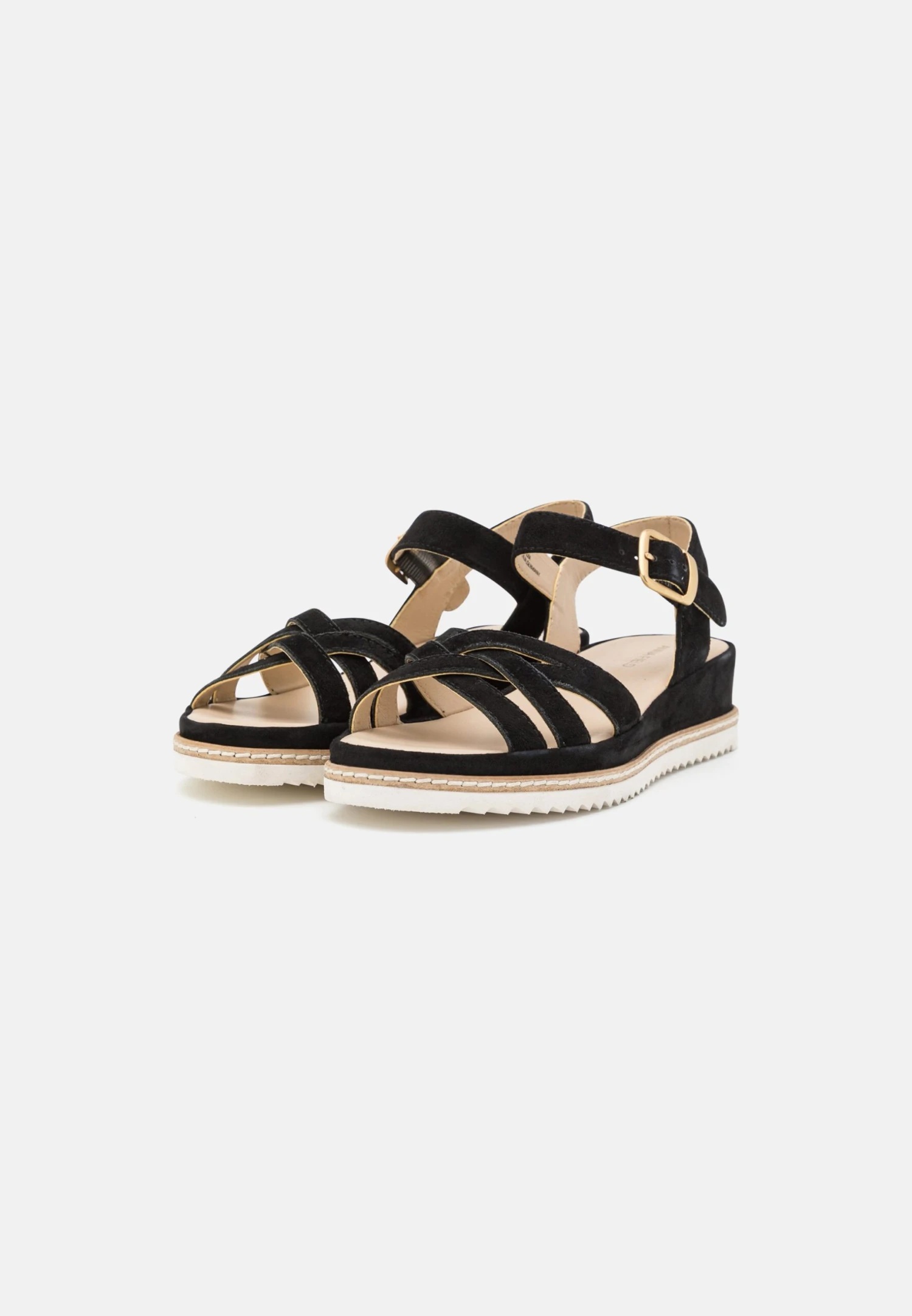 Leather - Sandalen Met Sleehak - Black