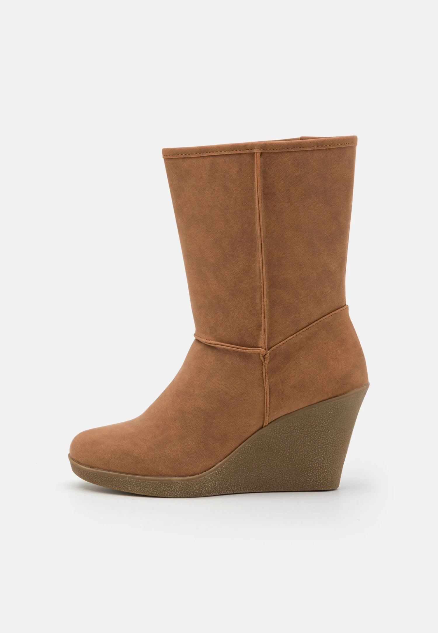 Winter Boot - Enkellaarsjes Met Sleehak - Cognac