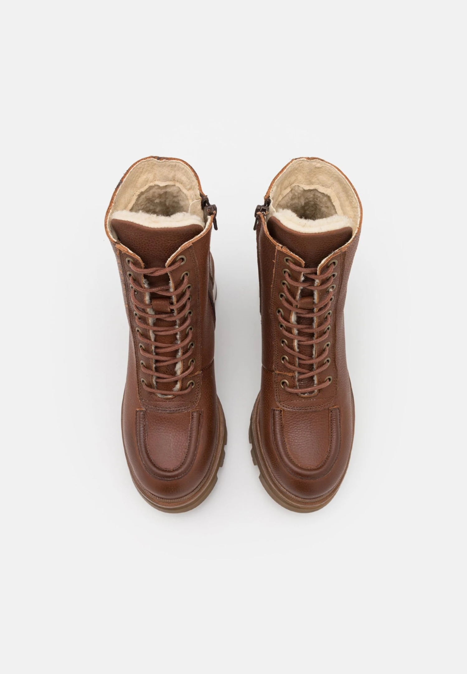 Leather Winter Bootie - Snowboots- Cognac