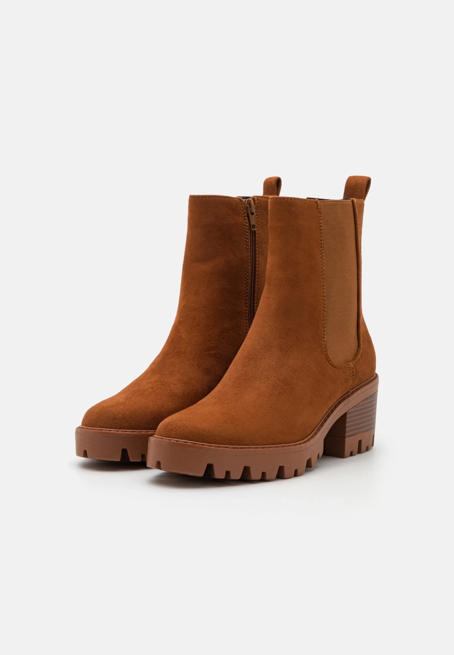 Enkellaarsjes Met Plateauzool - Cognac