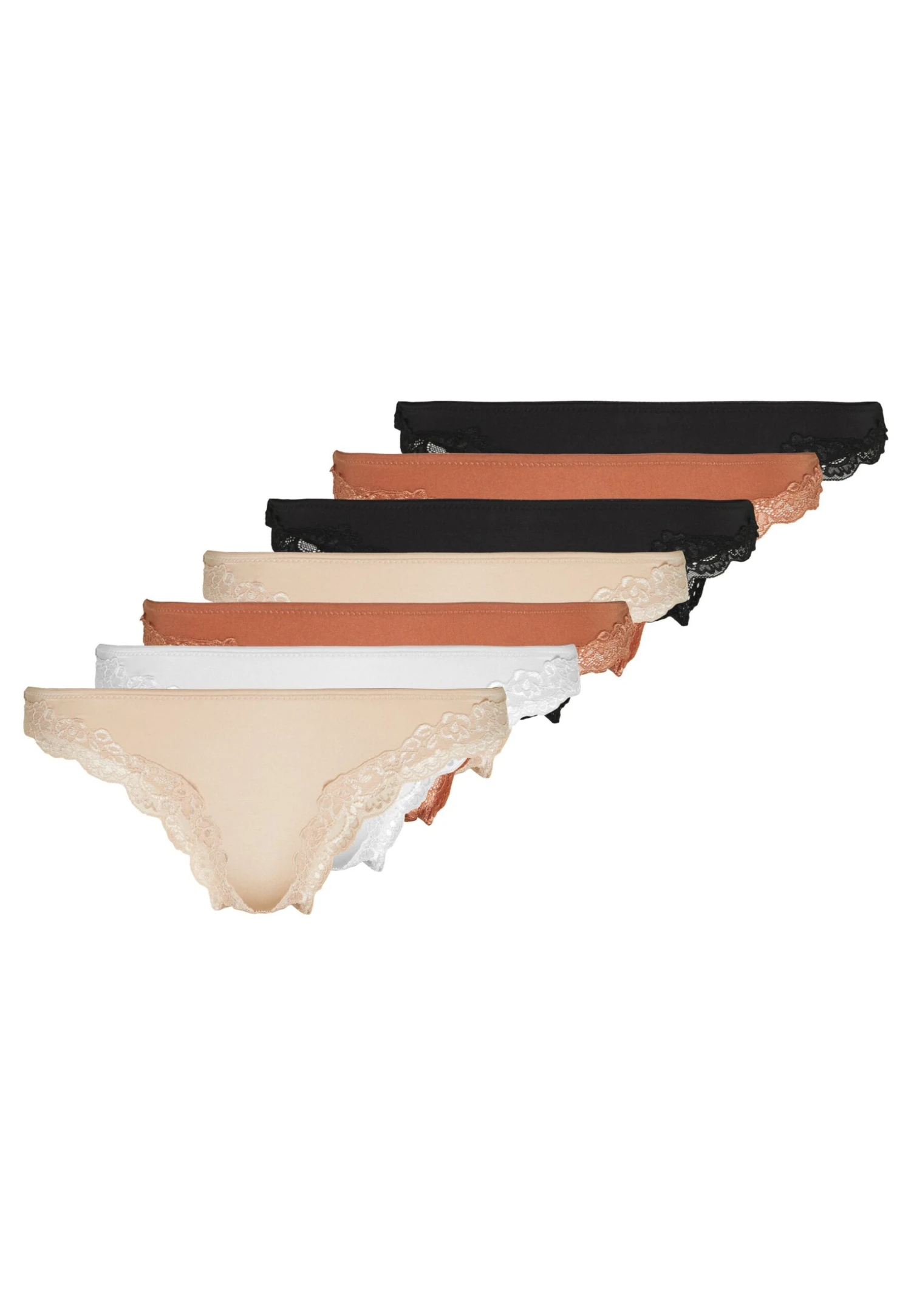 Samira 7Pp Thong Lace Micro - String - Black/White/Tan