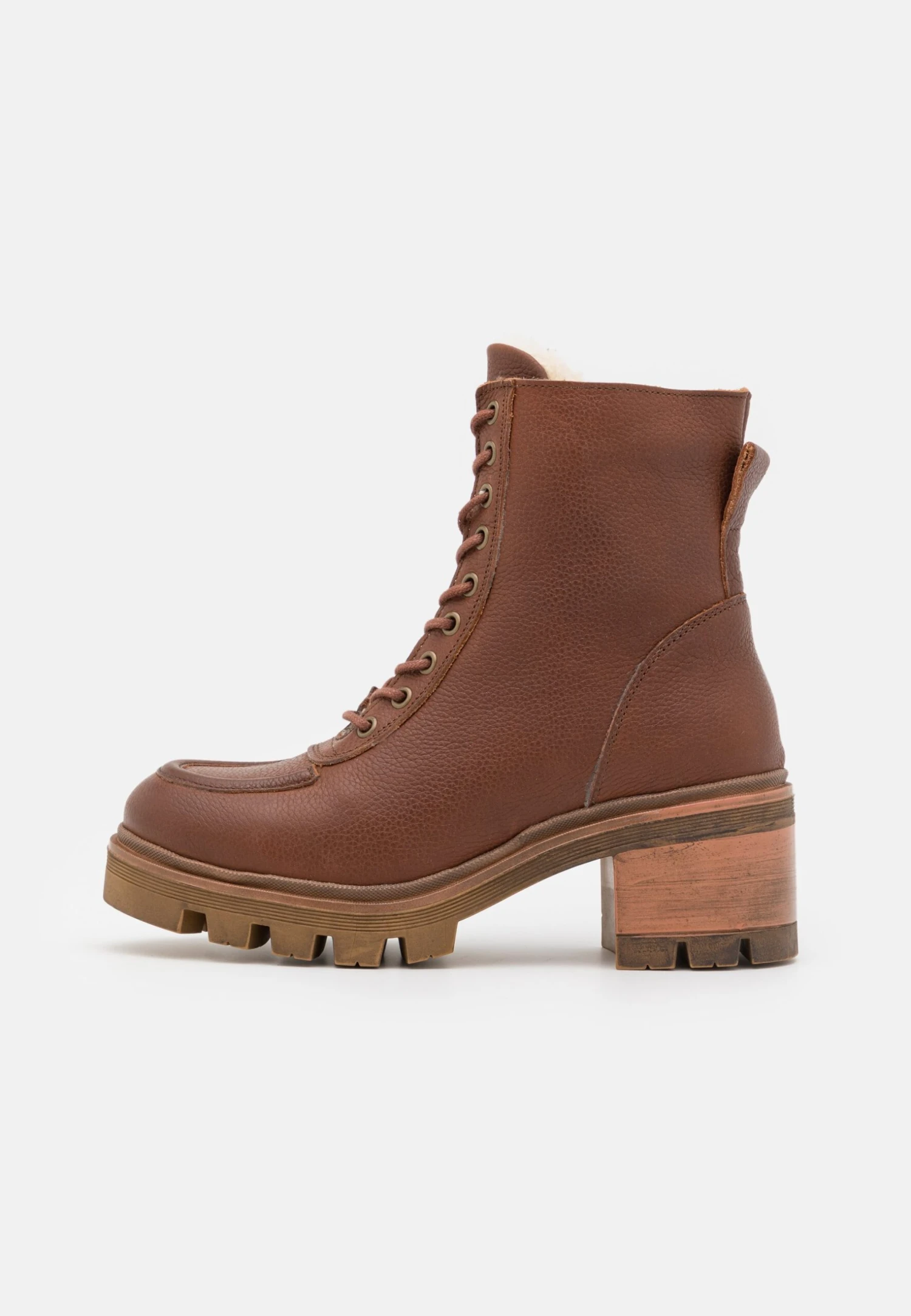 Leather Winter Bootie - Snowboots- Cognac
