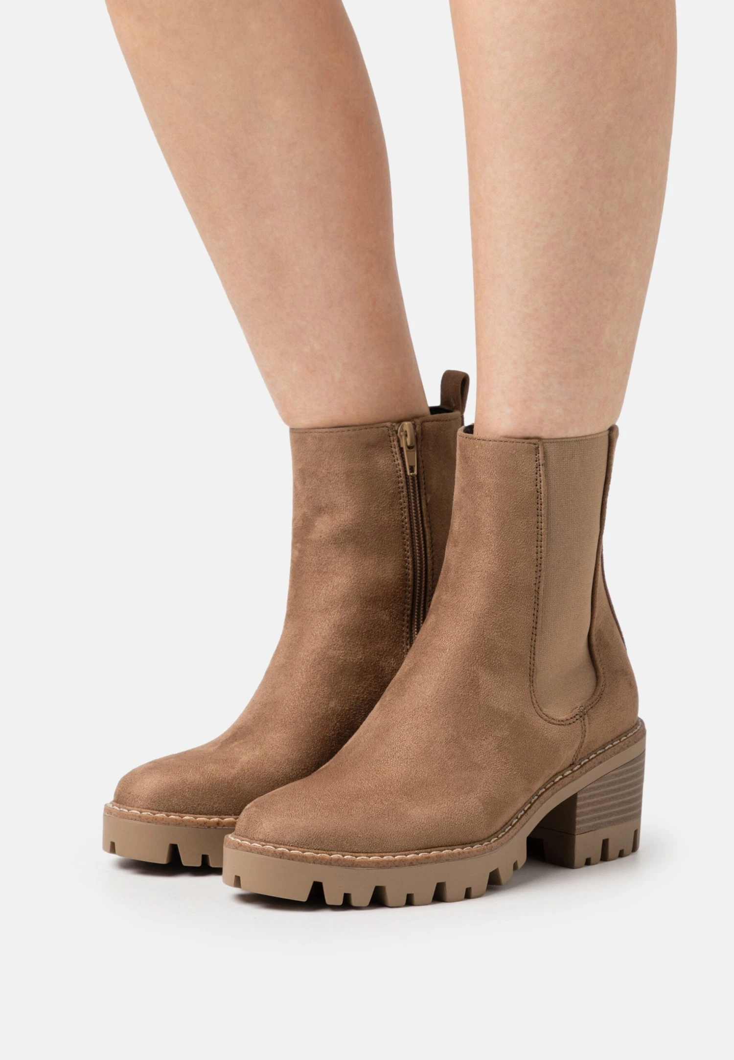 Enkellaarsjes Met Plateauzool - Taupe