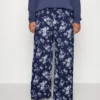Wide Leg Pant - Broek - Dark Blue/Off-White