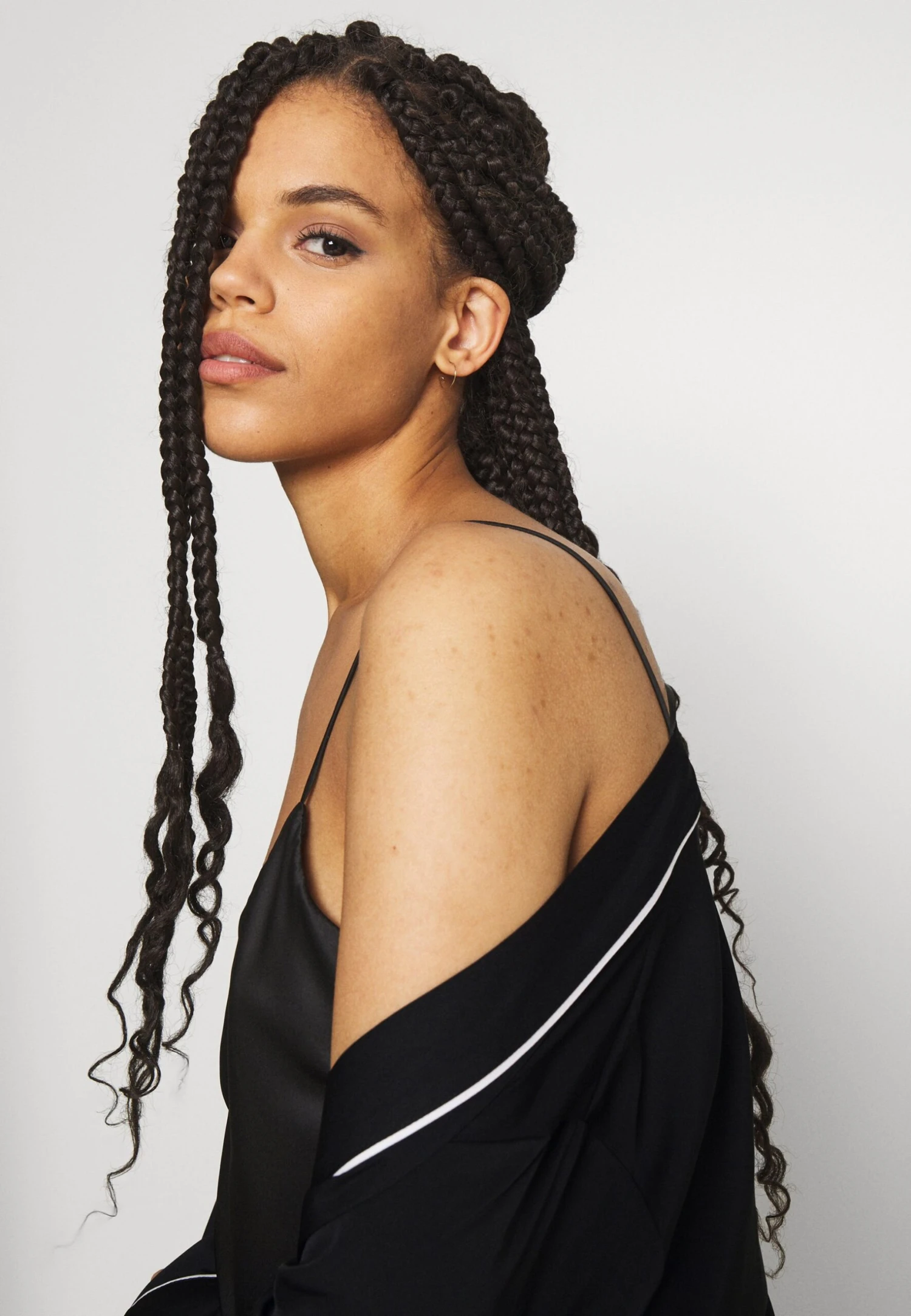 Amanda Satin Dressing Gown - Badjas - Black