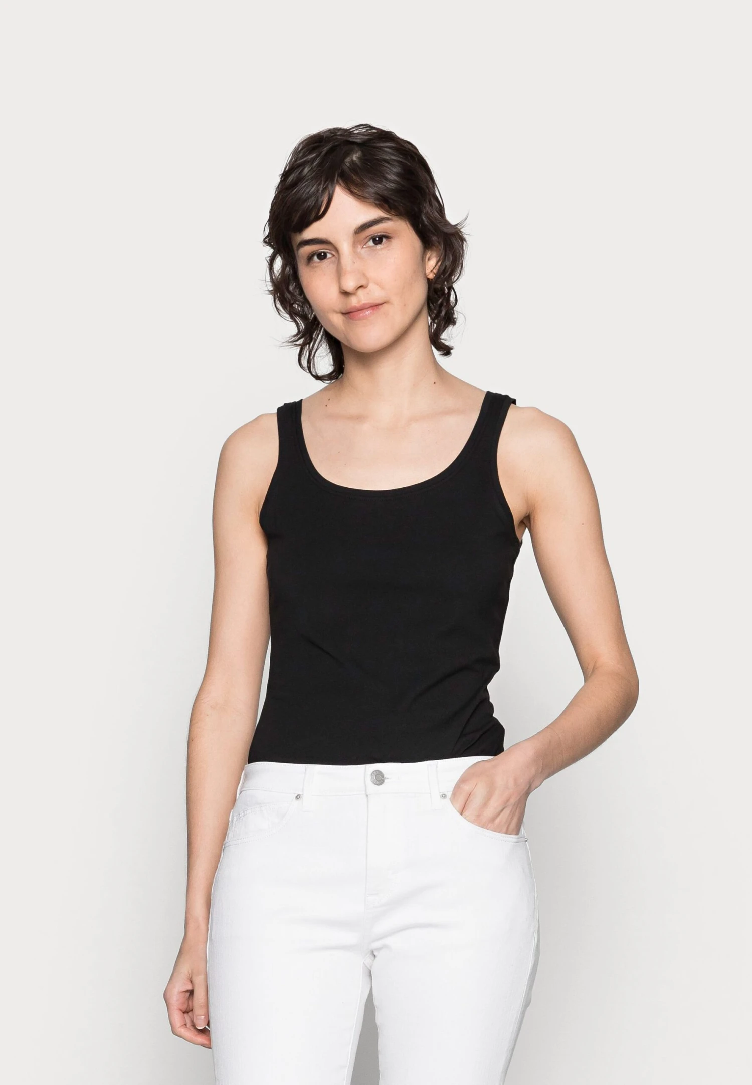 Basic Tank 3Er Pack - Top - Black/White /Khaki